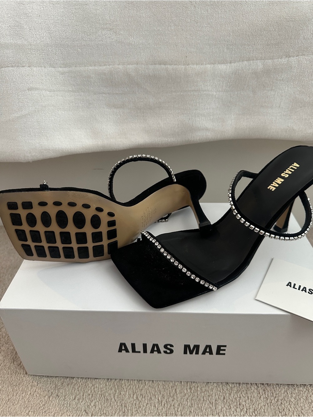Alias Mae Black Crystal-Embellished Heeled Sandal - Picture 7 of 7